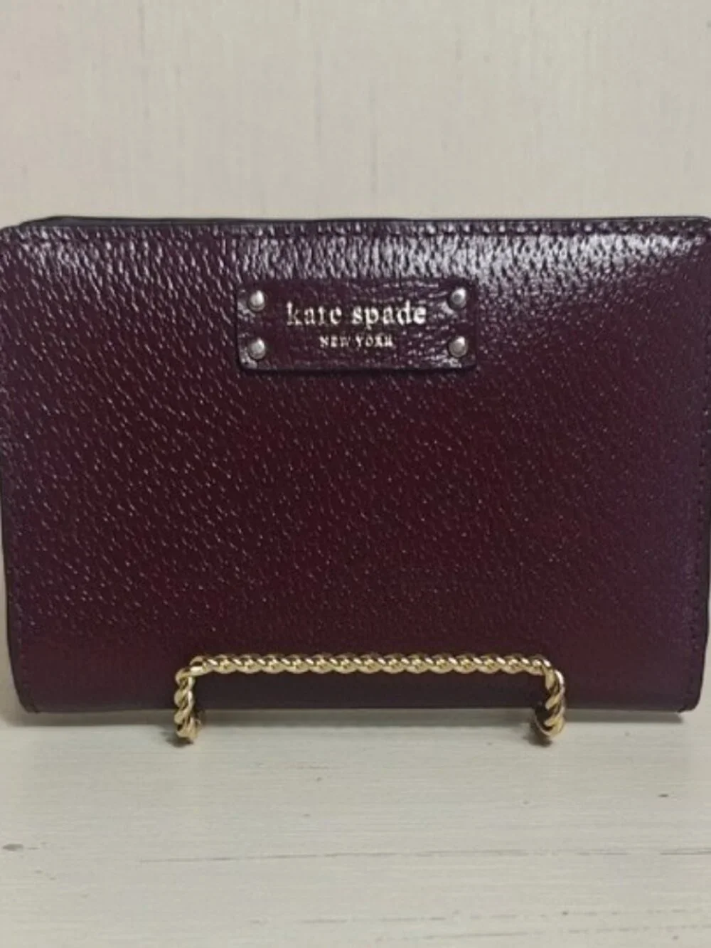 kate spade Wallet Medium Bifold Burgundy Pebble Leather